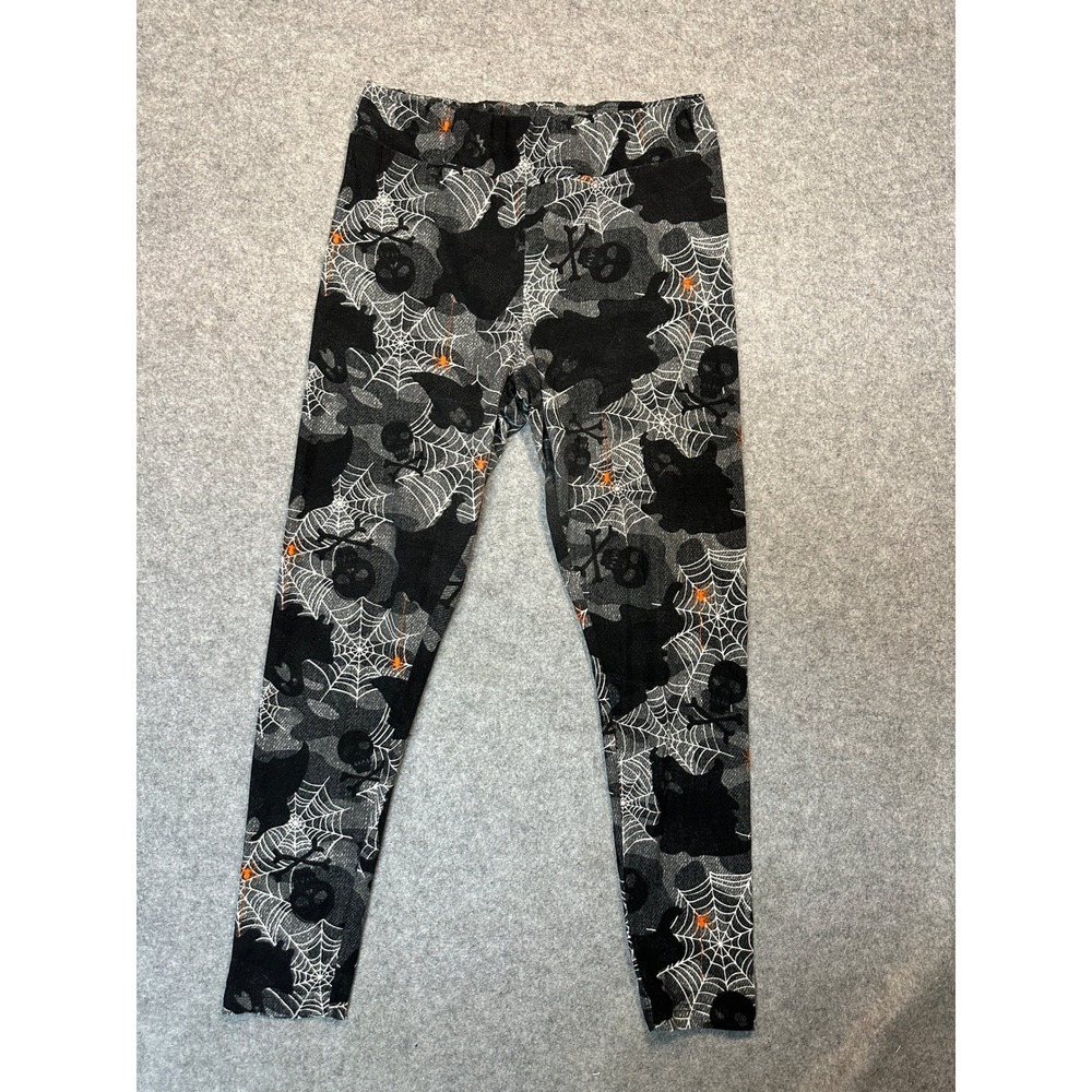 Time and Tru Halloween Leggings L 12-14 Black Spiderweb Skull Ghost Stretch
